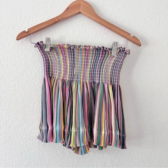 QUEEN OF SPARKLES Other - Queen of Sparkles Rainbow Stripe Smocked Waist Swing Shorts Sz XL NWT